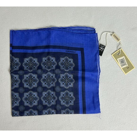 Canali Italy Men’s Cotton/Silk Handkerchief / Pocket Square in Blue - New